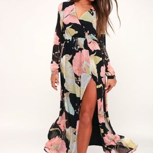 Lulus Wondrous Water Lilies Maxi Dress